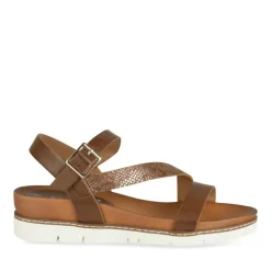 Sandales MARRON Femme Motif Animal Boucle