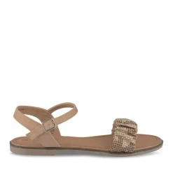Sandales MARRON Femme Motif Paillettes Boucle