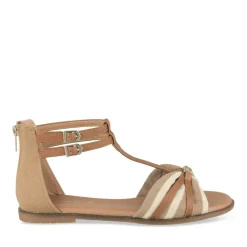 Sandales MARRON Femme Motif Rayures Fermeture éclair