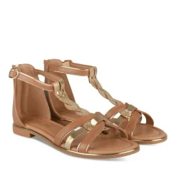 Sandales MARRON Femme Motif Animal Fermeture éclair