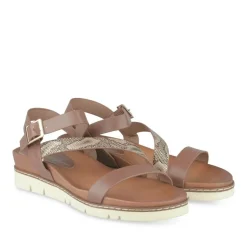 Sandales MARRON Femme Motif Paillettes Boucle