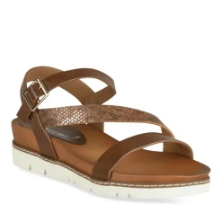 Sandales MARRON Femme Motif Animal Boucle