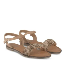 Sandales MARRON Femme Motif Paillettes Boucle