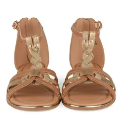 Sandales MARRON Femme Motif Animal Fermeture éclair