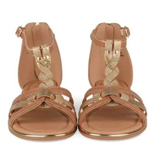 Sandales MARRON Femme Motif Animal Fermeture éclair