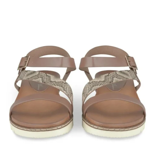 Sandales MARRON Femme Motif Paillettes Boucle