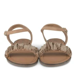 Sandales MARRON Femme Motif Paillettes Boucle