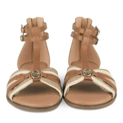 Sandales MARRON Femme Motif Rayures Fermeture éclair
