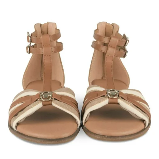Sandales MARRON Femme Motif Rayures Fermeture éclair