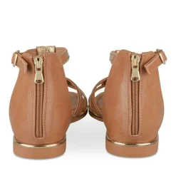 Sandales MARRON Femme Motif Animal Fermeture éclair