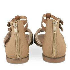 Sandales MARRON Femme Motif Rayures Fermeture éclair
