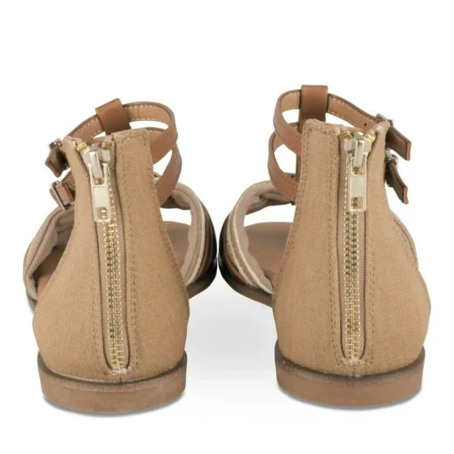Sandales MARRON Femme Motif Rayures Fermeture éclair