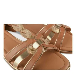 Sandales MARRON Femme Motif Animal Fermeture éclair