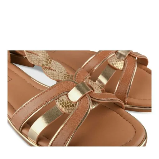 Sandales MARRON Femme Motif Animal Fermeture éclair