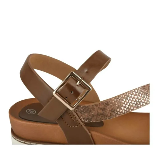 Sandales MARRON Femme Motif Animal Boucle