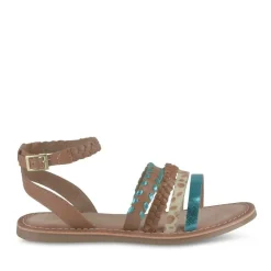 Sandales MARRON Fille CUIR Motif Tressé Boucle