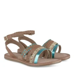 Sandales MARRON Fille CUIR Motif Tressé Boucle