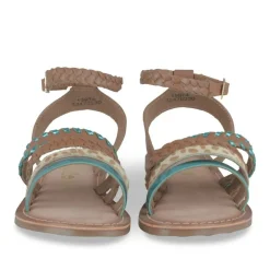 Sandales MARRON Fille CUIR Motif Tressé Boucle