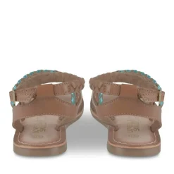 Sandales MARRON Fille CUIR Motif Tressé Boucle