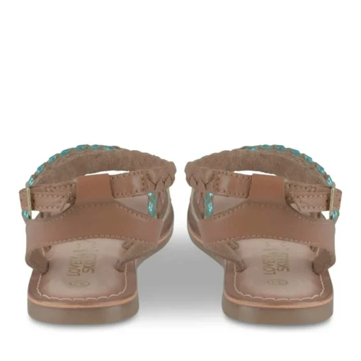 Sandales MARRON Fille CUIR Motif Tressé Boucle