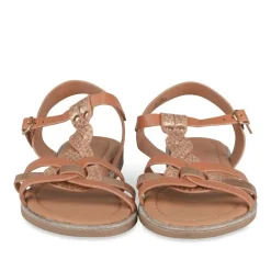 Sandales MARRON Fille Motif Carreaux Boucle