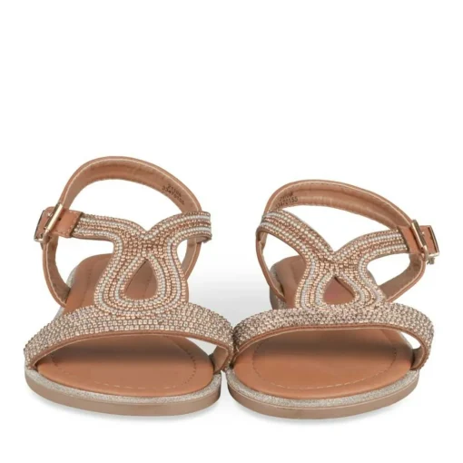 Sandales MARRON Fille Motif Paillettes Boucle