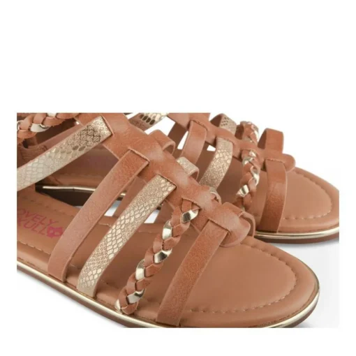 Sandales MARRON Fille Motif Tressé Fermeture éclair