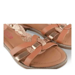 Sandales MARRON Fille Motif Carreaux Boucle