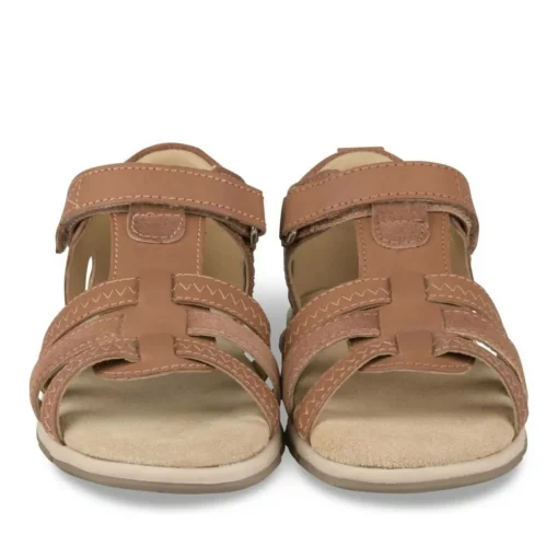 Sandales MARRON Garçon CUIR Motif Uni Scratch