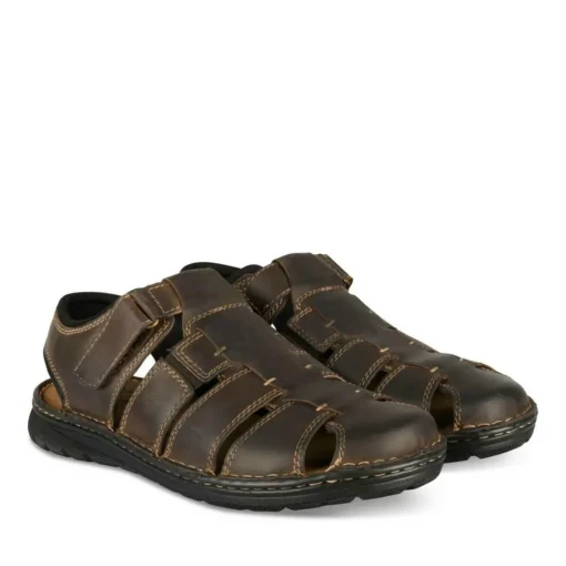 Sandales MARRON Homme CUIR Motif Uni Scratch