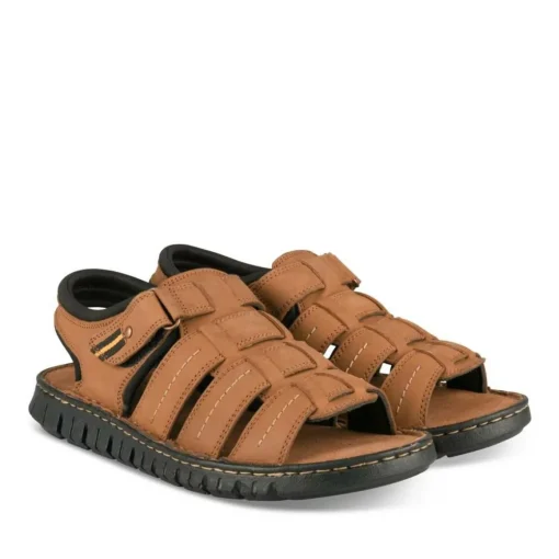 Sandales MARRON Homme CUIR Motif Uni Scratch
