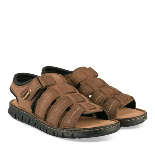 Sandales MARRON Homme CUIR Motif Uni Scratch