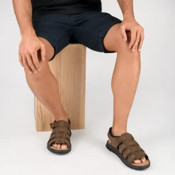 Sandales MARRON Homme CUIR Motif Uni Scratch