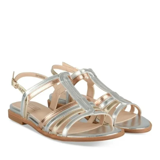 Sandales METALLISE Femme Motif Multicolore Boucle