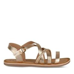 Sandales METALLISE Fille CUIR Motif Tressé Boucle