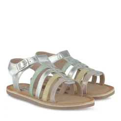 Sandales METALLISE Fille CUIR Motif Iridescent Boucle