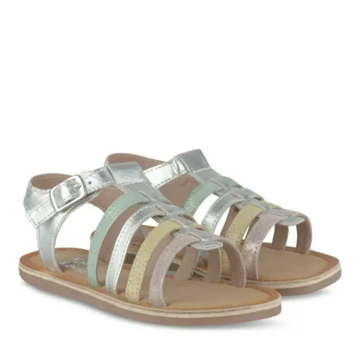 Sandales METALLISE Fille CUIR Motif Iridescent Boucle