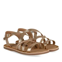 Sandales METALLISE Fille CUIR Motif Tressé Boucle