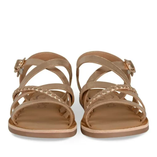 Sandales METALLISE Fille CUIR Motif Tressé Boucle