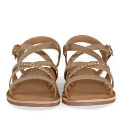 Sandales METALLISE Fille CUIR Motif Tressé Boucle