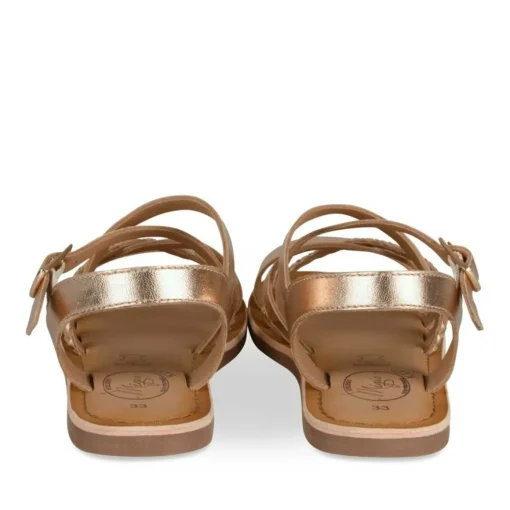 Sandales METALLISE Fille CUIR Motif Tressé Boucle