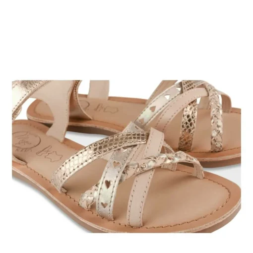 Sandales METALLISE Fille CUIR Motif Iridescent Boucle