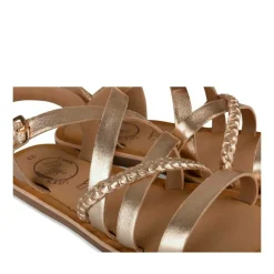 Sandales METALLISE Fille CUIR Motif Tressé Boucle
