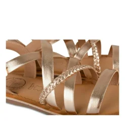 Sandales METALLISE Fille CUIR Motif Tressé Boucle