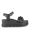 Sandales NOIR Femme CUIR Motif Chaîne Boucle