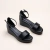 Sandales NOIR Femme CUIR Motif Uni A Enfiler