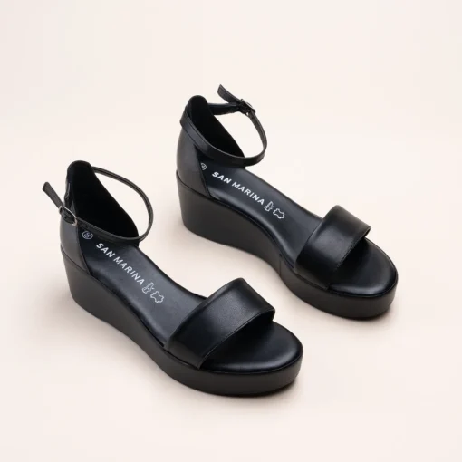 Sandales NOIR Femme CUIR Motif Uni A Enfiler