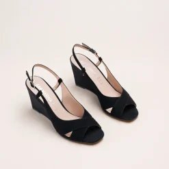 Sandales NOIR Femme CUIR Motif Uni Boucle