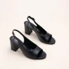 Sandales NOIR Femme CUIR Motif Uni Boucle