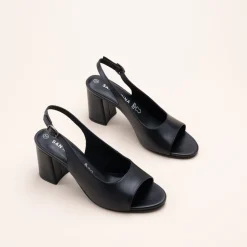 Sandales NOIR Femme CUIR Motif Uni Boucle